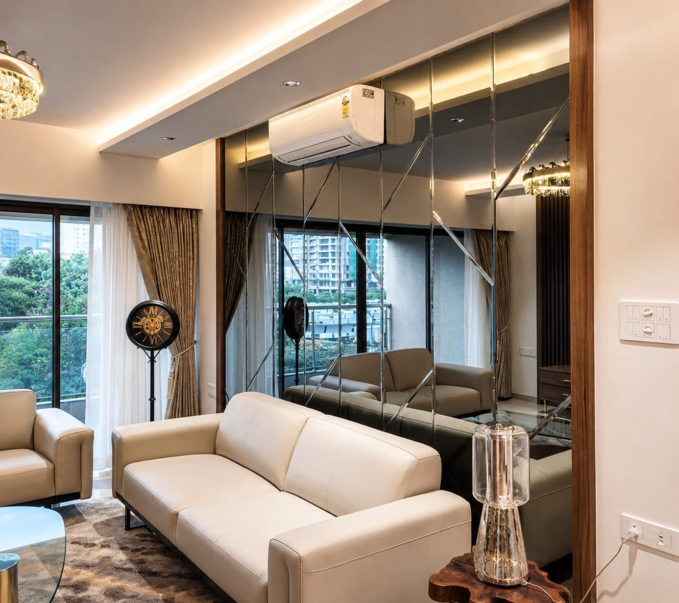 Contemporary Mirrored Living Room